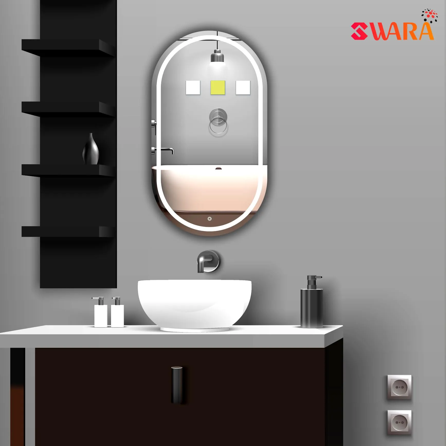 LUPPRA Capsule Wall Mounting Mirror with Light |Bathroom Mirror,Venity Mirror,Smart Mirror Size 17.5X23.5 inch| LED Mirror 3 Tone (Cool White, Natural White, Warm White).