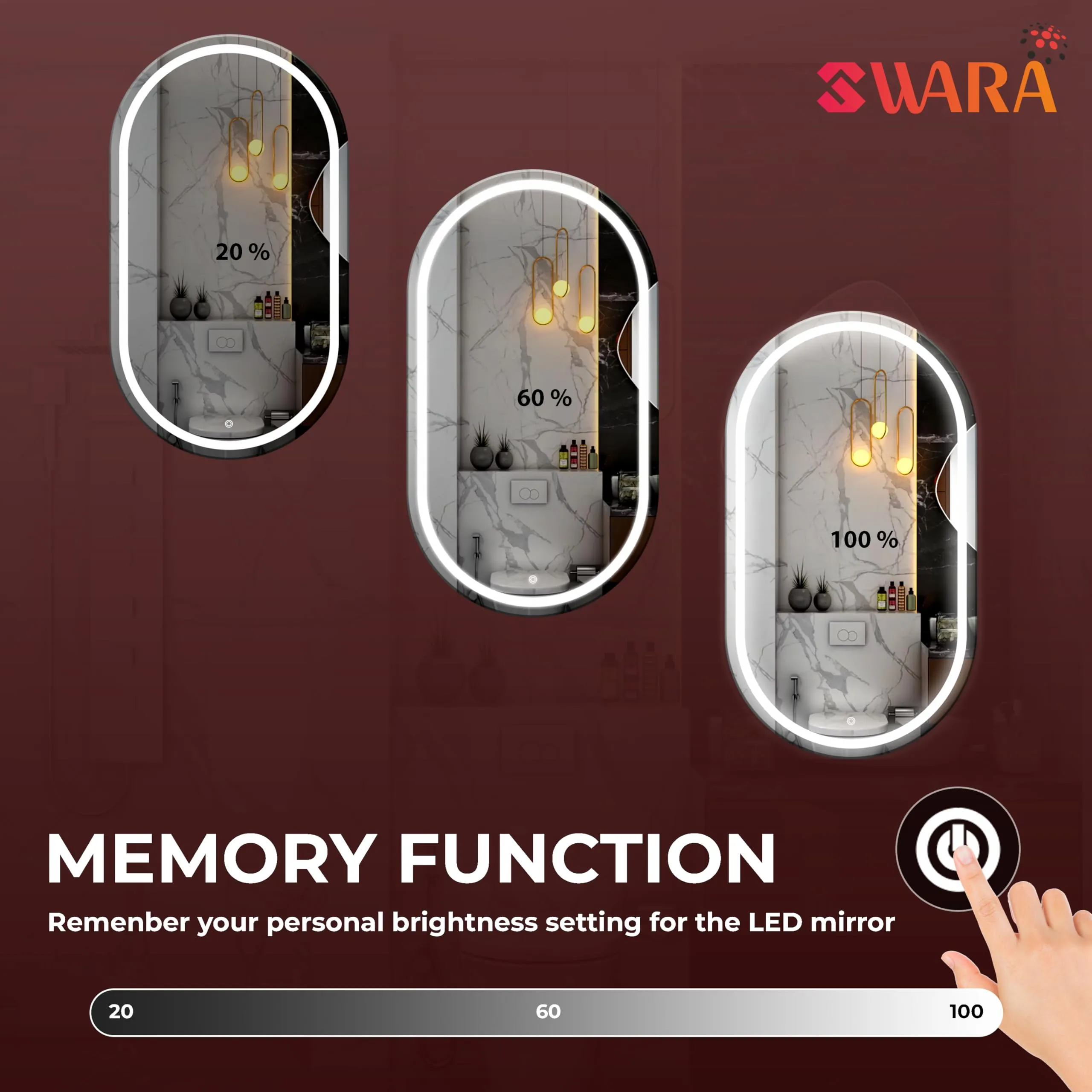 LUPPRA Capsule Wall Mounting Mirror with Light |Bathroom Mirror,Venity Mirror,Smart Mirror Size 17.5X23.5 inch| LED Mirror 3 Tone (Cool White, Natural White, Warm White).