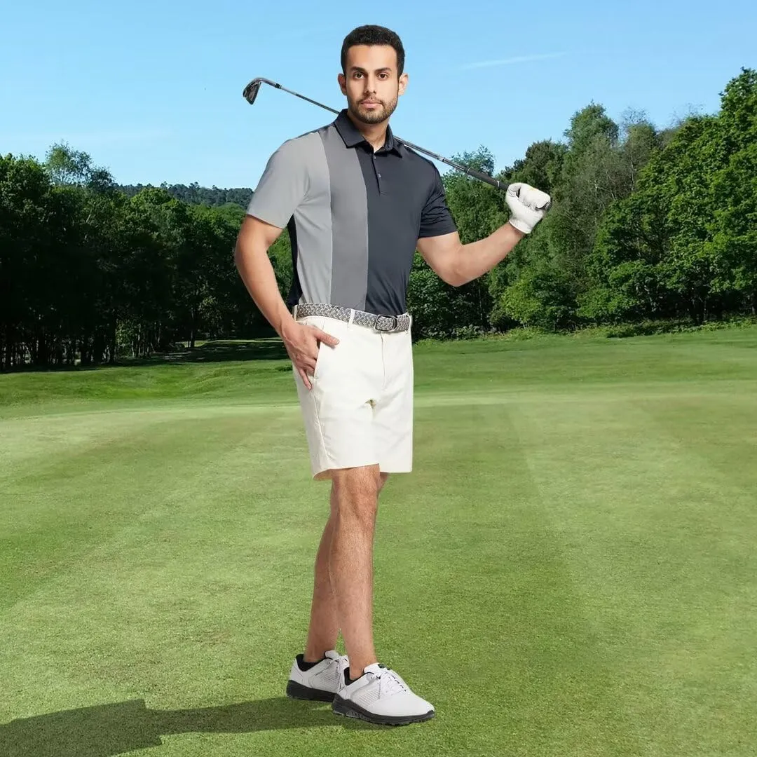 M MAELREG Mens Golf Polo Shirts Short Sleeve Dry Fit Casual Performance Moisture Wicking Color Block Polo Shirts for Men
