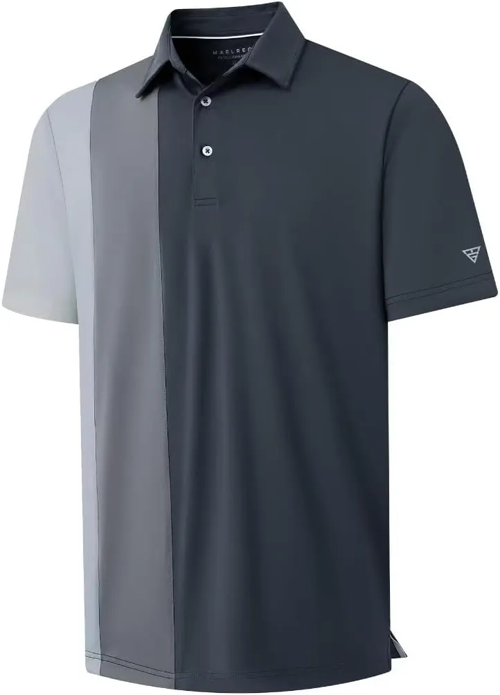M MAELREG Mens Golf Polo Shirts Short Sleeve Dry Fit Casual Performance Moisture Wicking Color Block Polo Shirts for Men