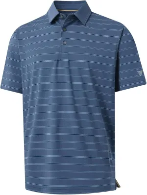 M MAELREG Mens Polo Shirts Short Sleeve Stripe Heather Dry Fit Polo Shirts for Men Moisture Wicking Mens Golf Shirt
