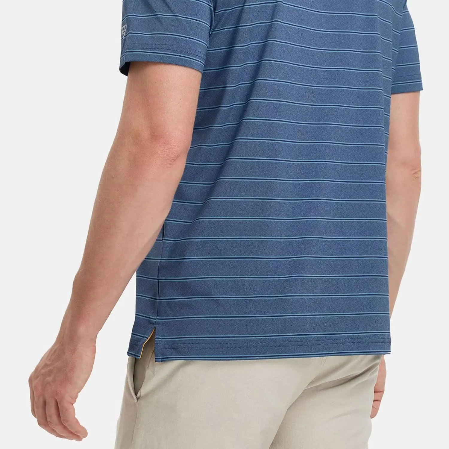 M MAELREG Mens Polo Shirts Short Sleeve Stripe Heather Dry Fit Polo Shirts for Men Moisture Wicking Mens Golf Shirt