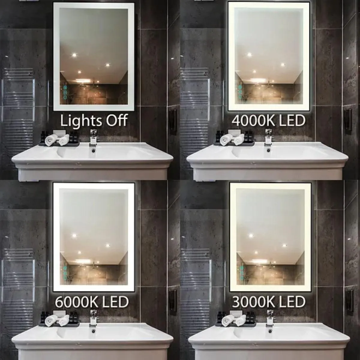 M21 Black Frame 36 In. X 28 In. LED Bathroom Vanity Mirror
