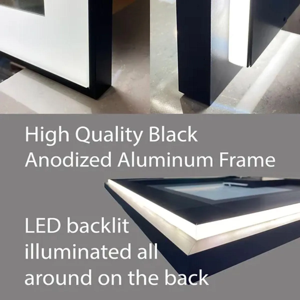 M21 Black Frame 36 In. X 28 In. LED Bathroom Vanity Mirror
