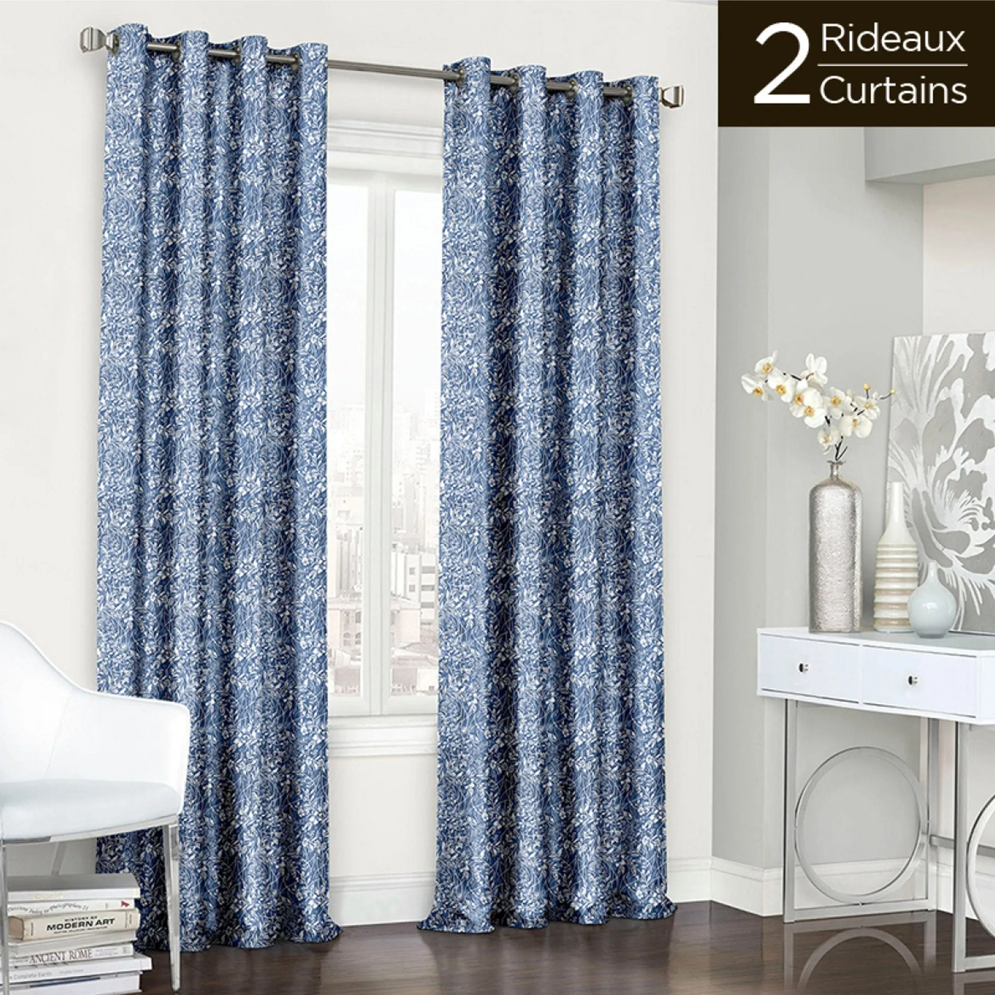 Madrid - Set of 2 Printed Blackout Grommet Top Panels - 54"x 84"