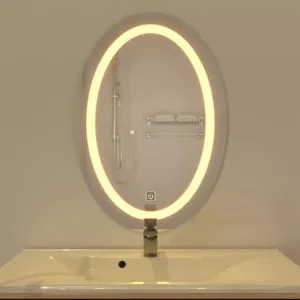 MAISSON Bathroom LED Mirror with Touch Sensor, 3 Light Effects, Glass, Oval LED-M-83 (18 x 48 Inch)