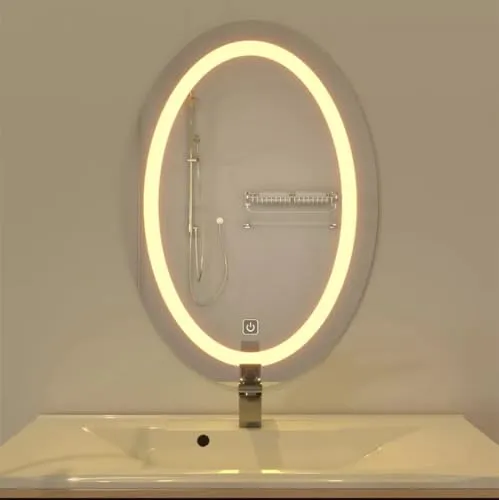 MAISSON Bathroom LED Mirror with Touch Sensor, 3 Light Effects, Glass, Oval LED-M-83 (18 x 48 Inch)