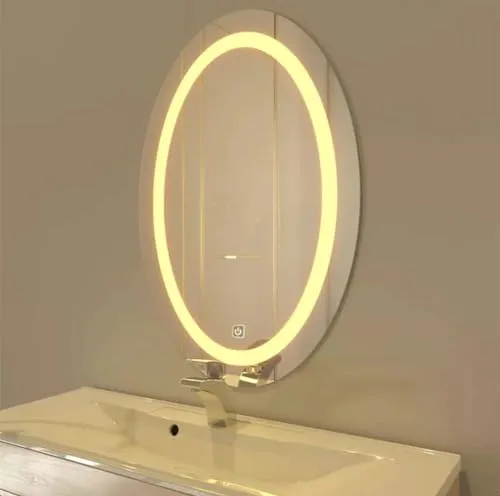 MAISSON Bathroom LED Mirror with Touch Sensor, 3 Light Effects, Glass, Oval LED-M-83 (18 x 48 Inch)