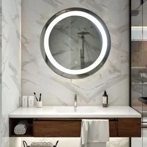 MAISSON Bathroom LED Mirror with Touch Sensor, 3 Light Effects, Glass, Rectangular LED-M-8 (18 x 18 Inch)