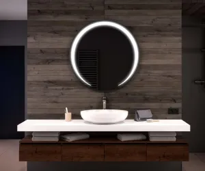 MAISSON Bathroom LED Mirror with Touch Sensor, 3 Light Effects, Glass, Round LED-M-12 (18 x 18 Inch)