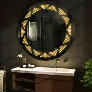 MAISSON Bathroom LED Mirror with Touch Sensor, 3 Light Effects, Glass, Round LED-M-18 (24 x 24 Inch)