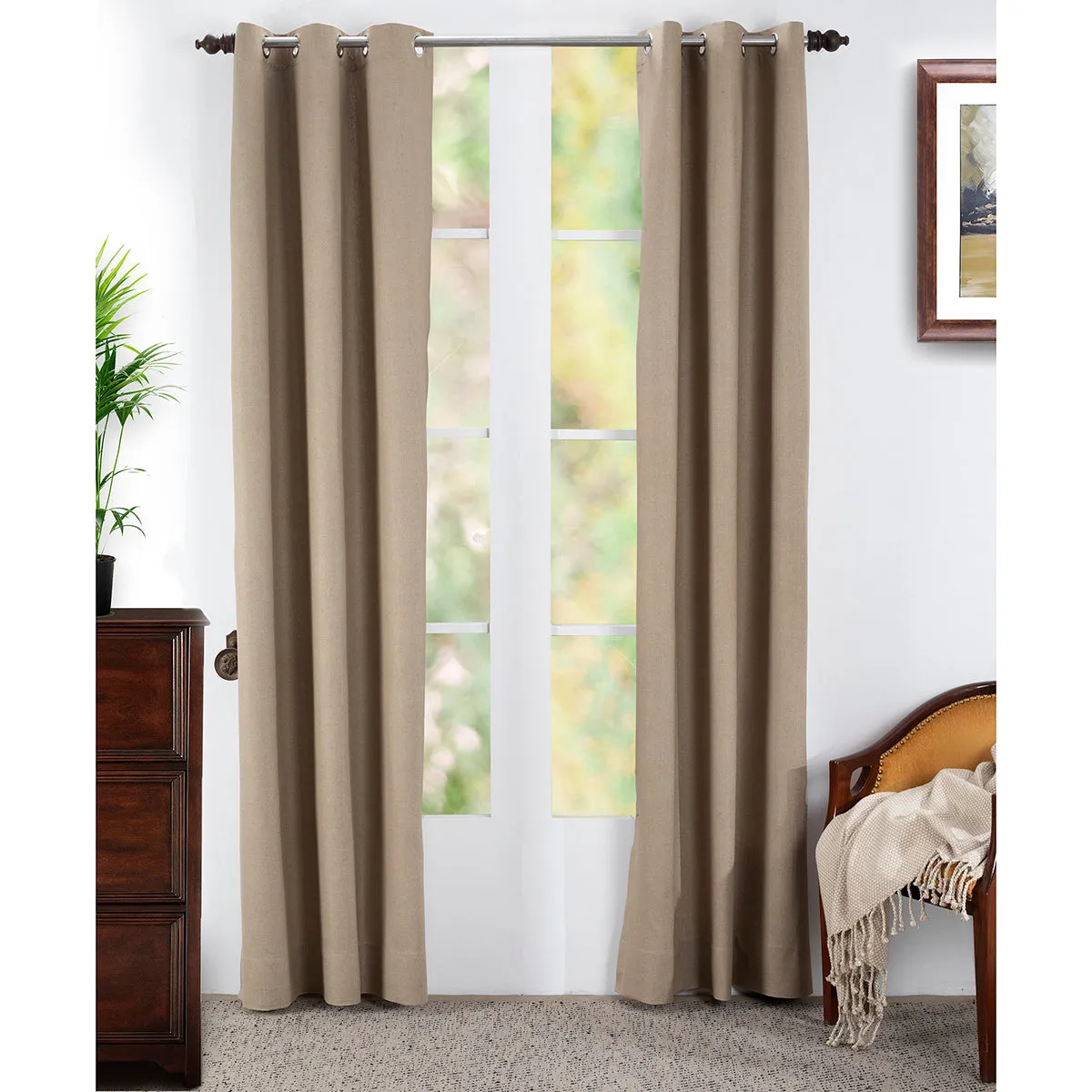 Marly Matt Solid 2PC Red Curtain Set