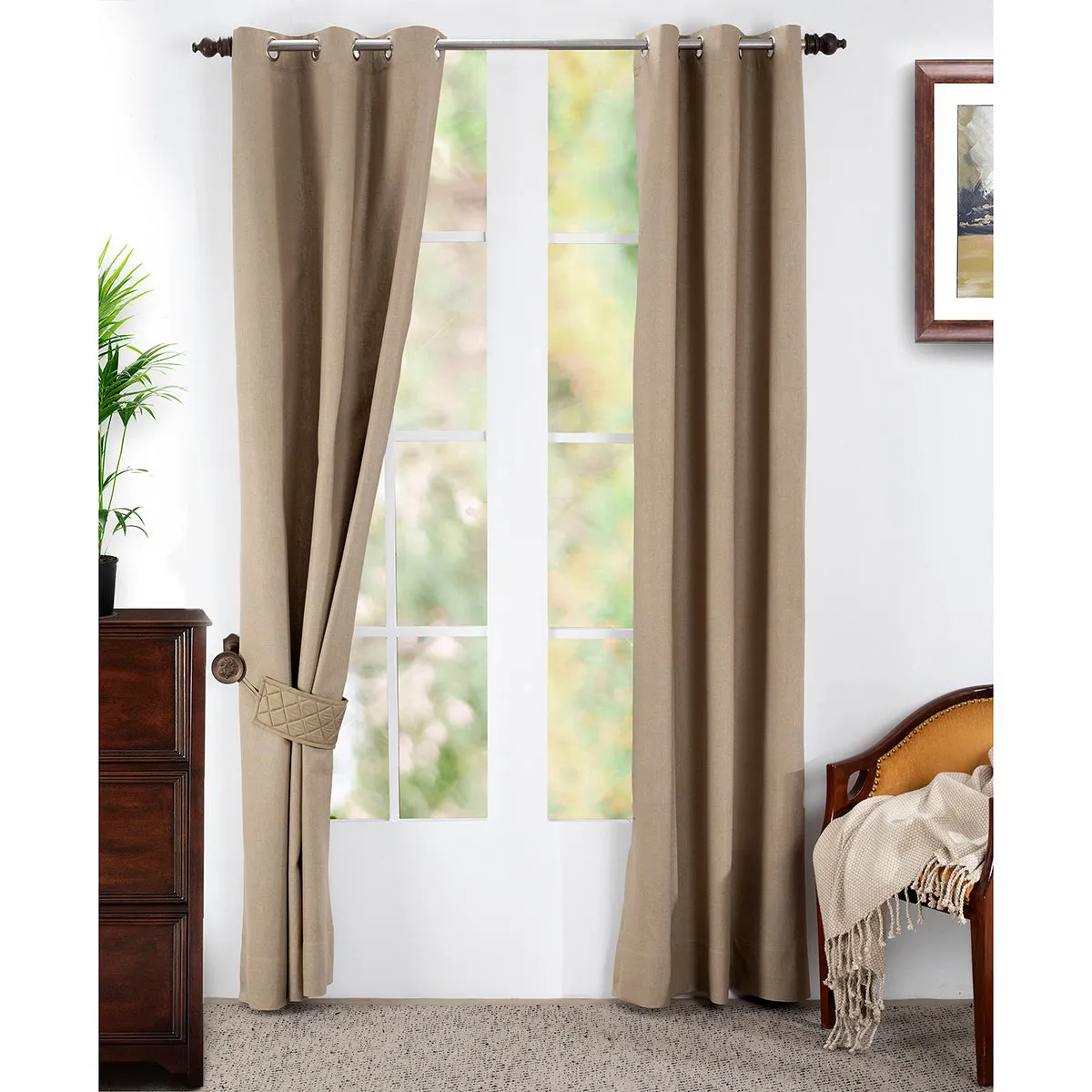 Marly Matt Solid 2PC Red Curtain Set
