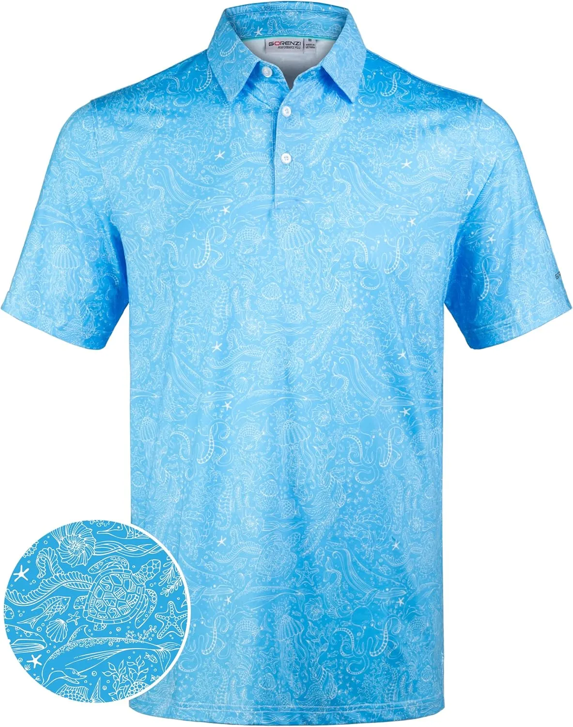 Men's Golf Shirts Short Sleeve Moisture Wicking Print Patterns Collared Performance Polo Golf Shirts for Men Dry Fit