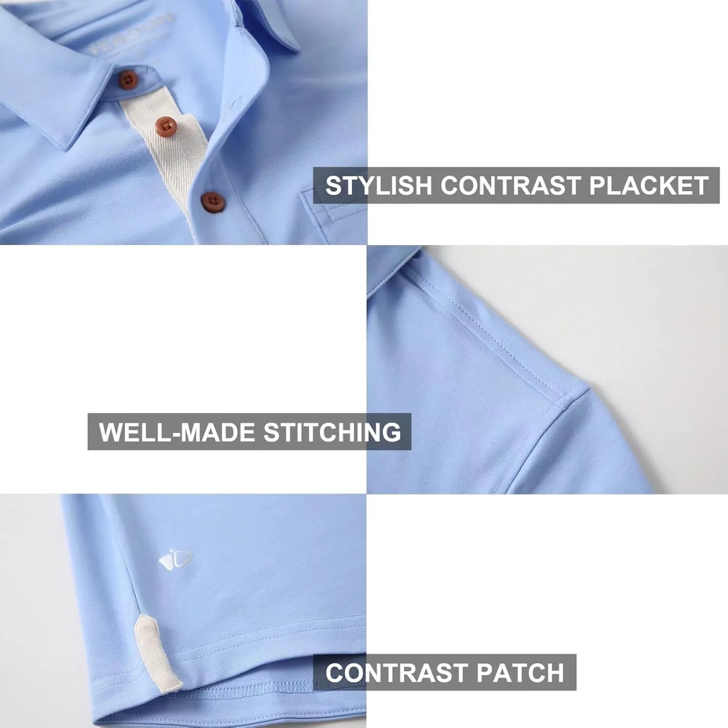 Mens Long and Short Sleeve Polo Shirts Pocket Casual Solid Cotton Blend Drop Cut Collared Polo Shirts for Men