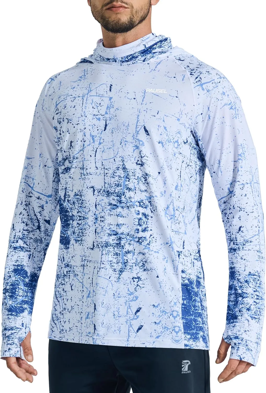 Men's Sun Protection Fishing Shirts UPF 50  Lightweight Hoodie Long Sleeve UV SPF Hooded Shirts with Mask Rash Guard