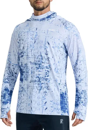 Men's Sun Protection Fishing Shirts UPF 50  Lightweight Hoodie Long Sleeve UV SPF Hooded Shirts with Mask Rash Guard