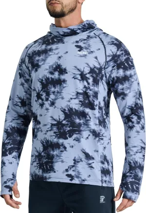 Men's Sun Protection Fishing Shirts UPF 50  Lightweight Hoodie Long Sleeve UV SPF Hooded Shirts with Mask Rash Guard