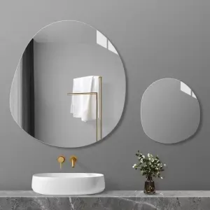 MERKEZI ART MC40 Decorative Wall Mirror for Bathroom, Living Room, Bedroom, Vanity Mirrors, Makeup, Circle 24 x 24 Inch,12X12 inch(2 Piece)