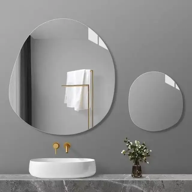 MERKEZI ART MC40 Decorative Wall Mirror for Bathroom, Living Room, Bedroom, Vanity Mirrors, Makeup, Circle 24 x 24 Inch,12X12 inch(2 Piece)