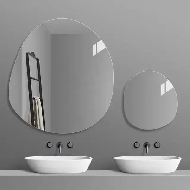 MERKEZI ART MC40 Decorative Wall Mirror for Bathroom, Living Room, Bedroom, Vanity Mirrors, Makeup, Circle 24 x 24 Inch,12X12 inch(2 Piece)
