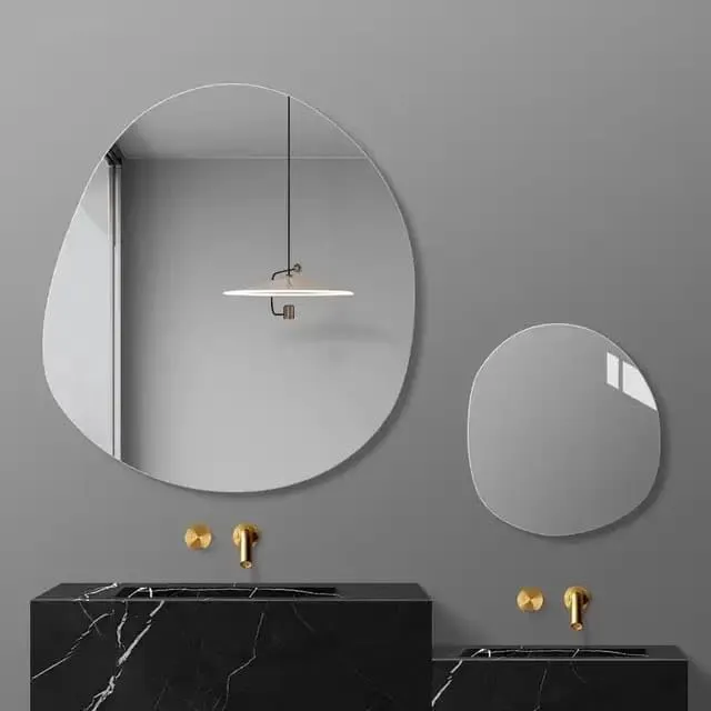 MERKEZI ART MC40 Decorative Wall Mirror for Bathroom, Living Room, Bedroom, Vanity Mirrors, Makeup, Circle 24 x 24 Inch,12X12 inch(2 Piece)