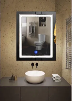 MERKEZI ART Rectangle Shape Inbuild Led Lights Decorative Wall Mirror for Bathroom, Living Room, Bedroom, Vanity Mirrors, Makeup 24 x 18 Inch (MA10)