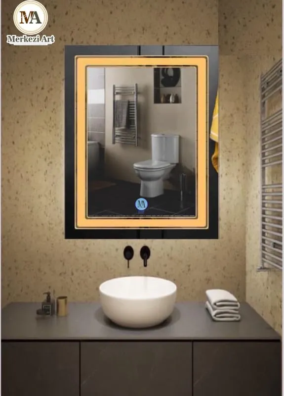MERKEZI ART Rectangle Shape Inbuild Led Lights Decorative Wall Mirror for Bathroom, Living Room, Bedroom, Vanity Mirrors, Makeup 24 x 18 Inch (MA10)