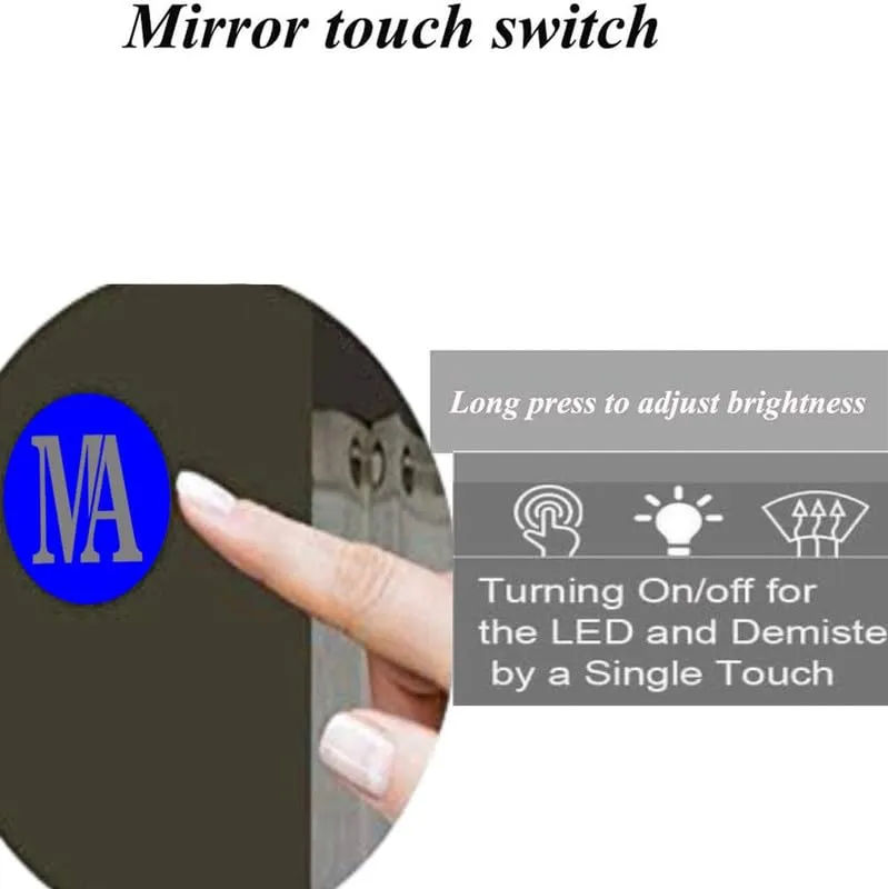 MERKEZI ART Rectangle Shape Inbuild Led Lights Decorative Wall Mirror for Bathroom, Living Room, Bedroom, Vanity Mirrors, Makeup 24 x 18 Inch (MA10)