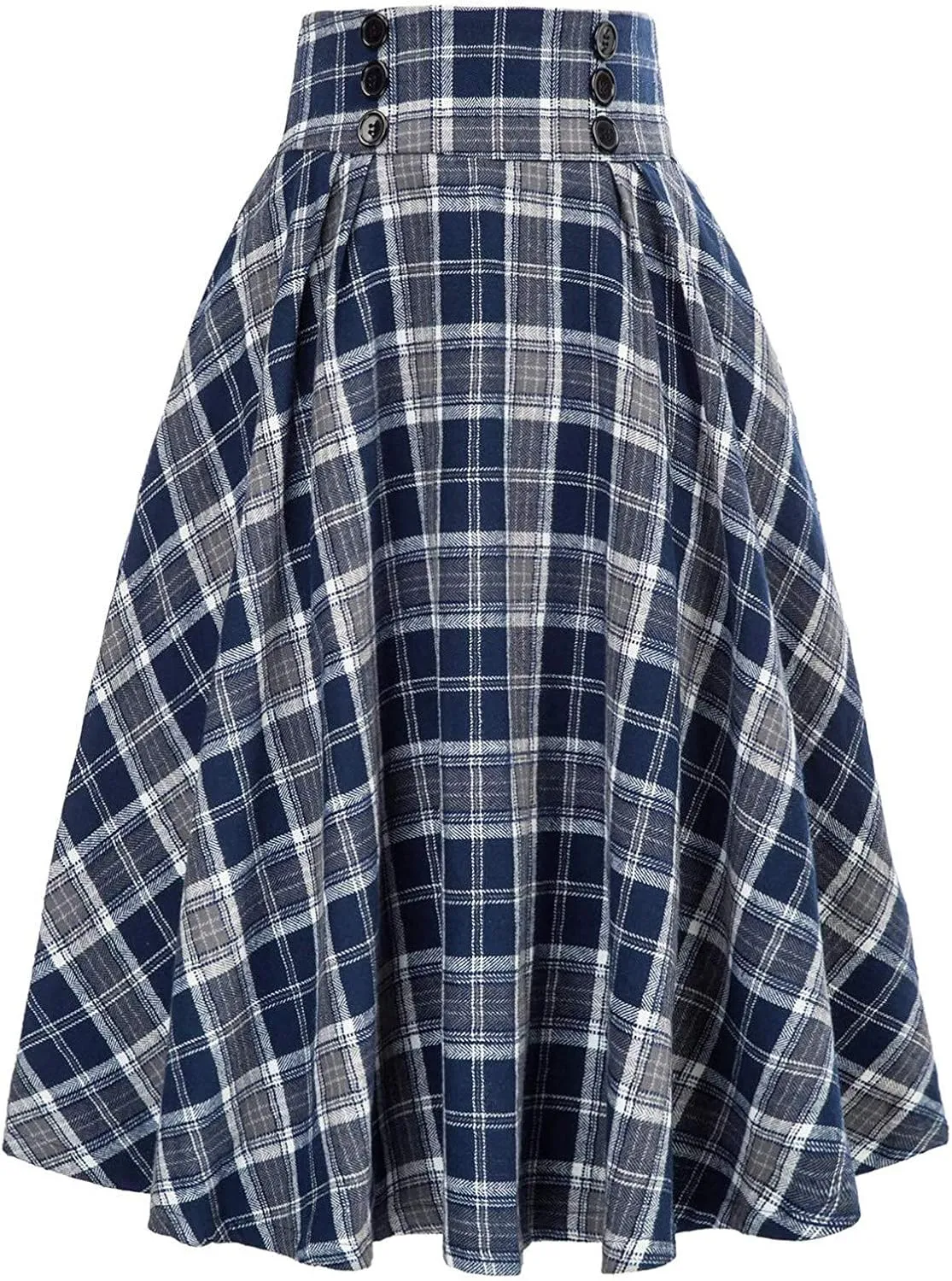 Midi Skirts for Women Casual Short Style Skirts High Waist Elegant Skirt Preppy Plaid Ankle Pleated Cheer Skirt