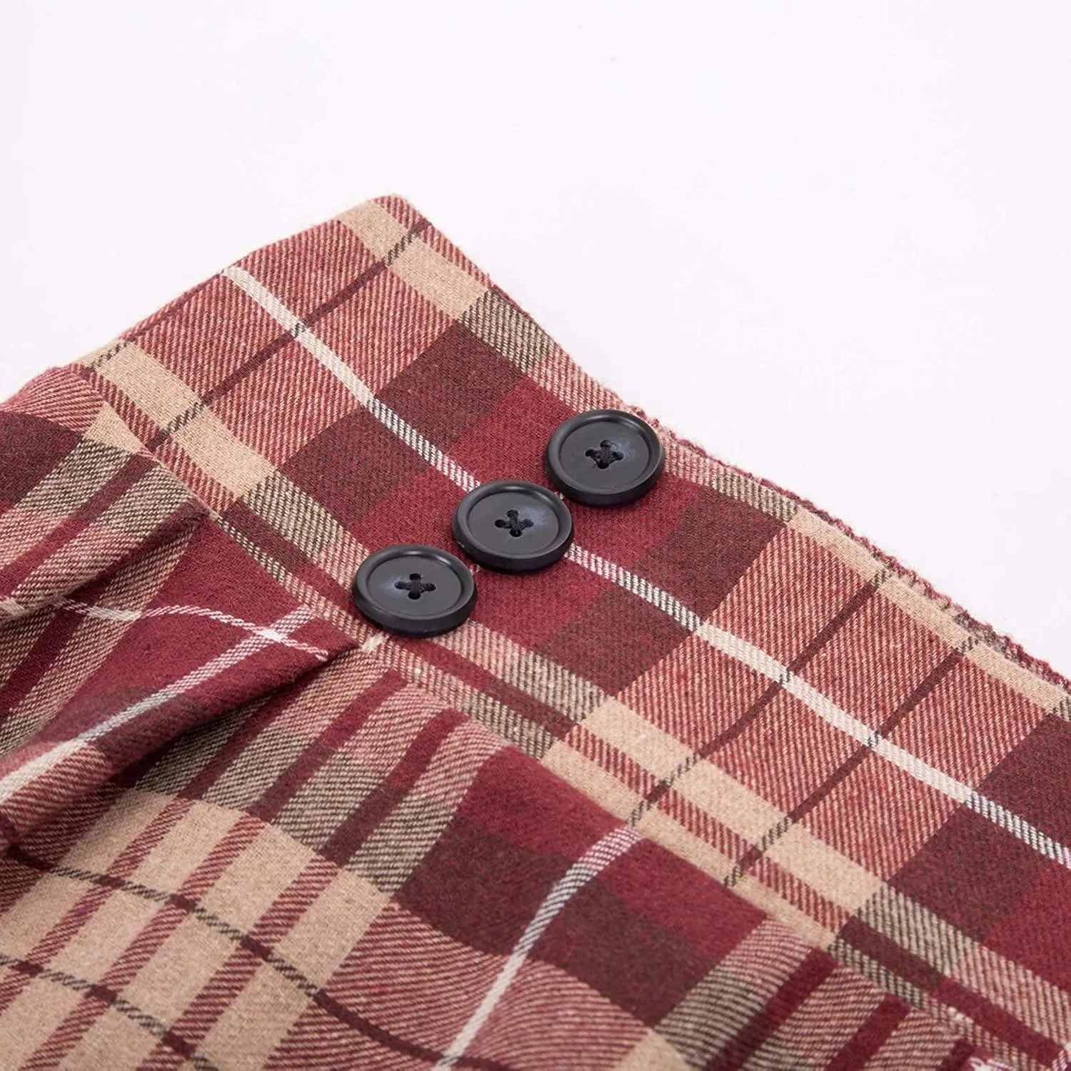 Midi Skirts for Women Fashion Casual Plaid Skirt with Vintage High Waist Pleated Skirt Hot Tennis A-Line Skirts