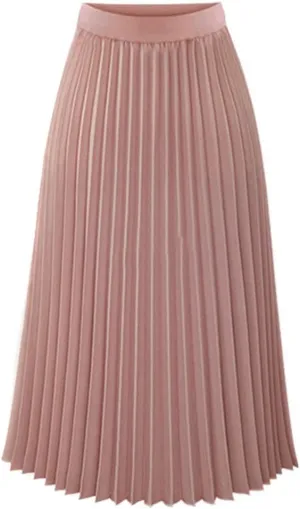 Midi Skirts for Women Solid Womens Midi Waist Pleated Elastic Skirt Maxi Elegant Skirts Women's Skirt Suits for