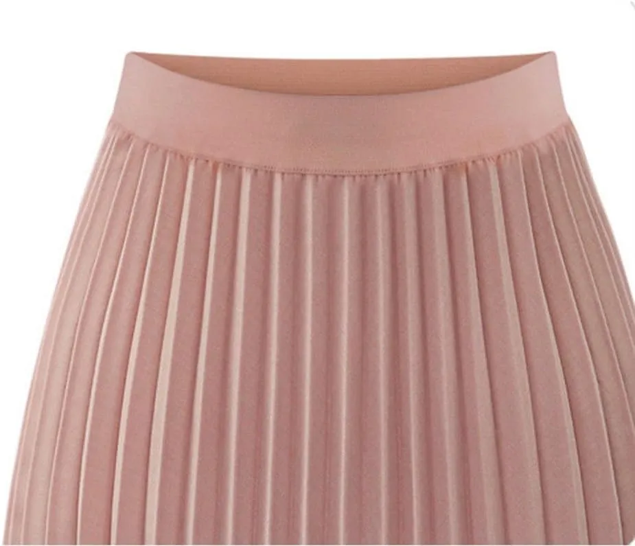 Midi Skirts for Women Solid Womens Midi Waist Pleated Elastic Skirt Maxi Elegant Skirts Women's Skirt Suits for