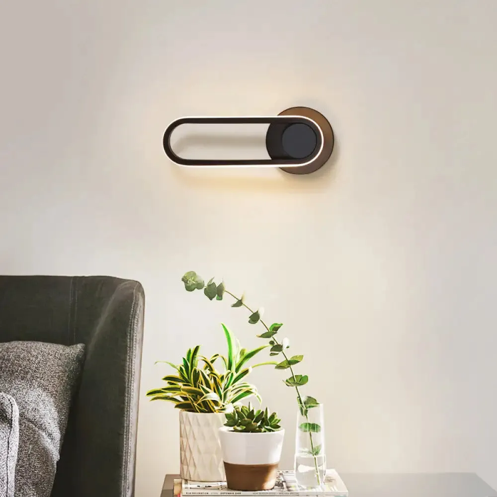 Minimalist LED Oval Wall Sconce Light for Living Room - Stylish Metal Mount Lighting