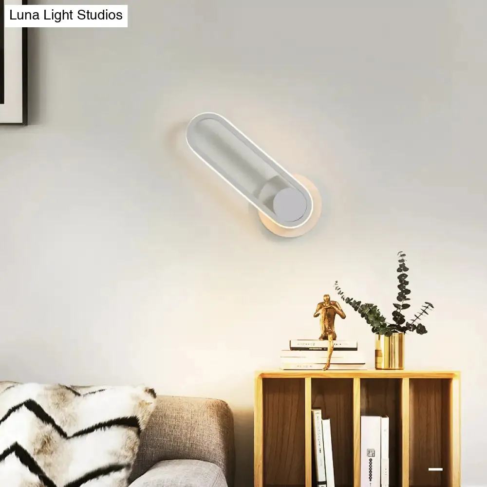 Minimalist LED Oval Wall Sconce Light for Living Room - Stylish Metal Mount Lighting