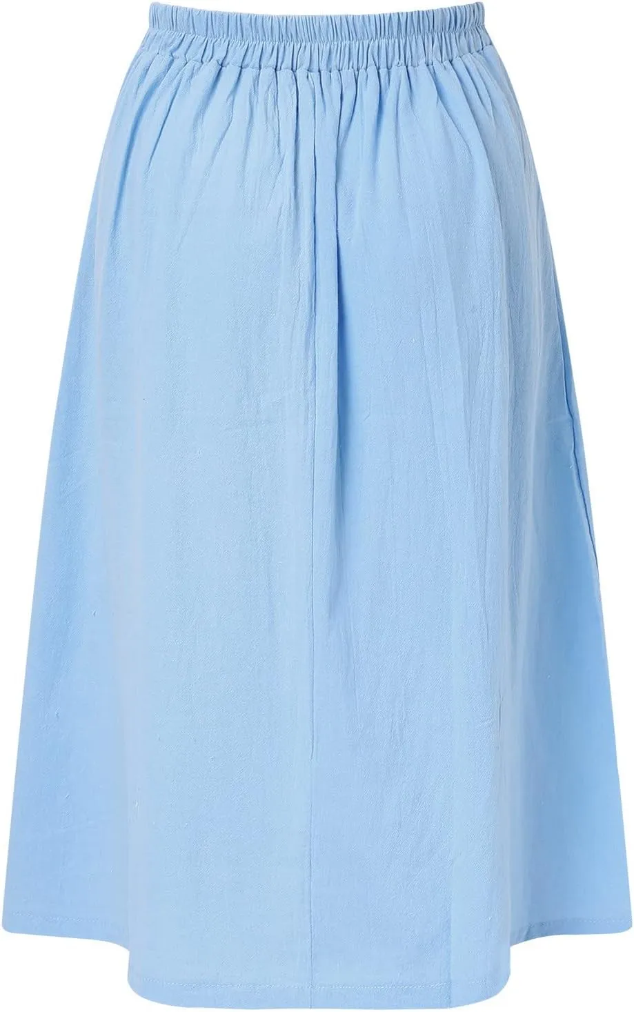 Miyaomn Women's Casual Summer Flowy Midi Skirts Button Decoration High Elastic Waist A-Line Solid Pleated Skirts with Pockets