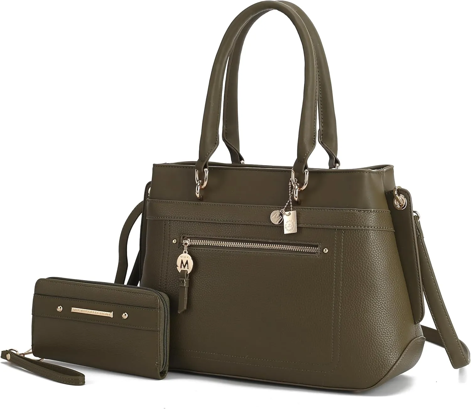 MKF Collection Satchel Tote Bag With Wristlet Wallet for Women, Vegan Leather Top-Handle Crossbody Handbag Purse by Mia K