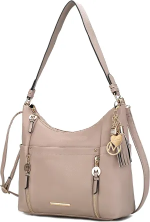 MKF Collection Shoulder Bag for Women, Vegan Leather Crossbody, Hobo Fashion Handbag Messenger Purse