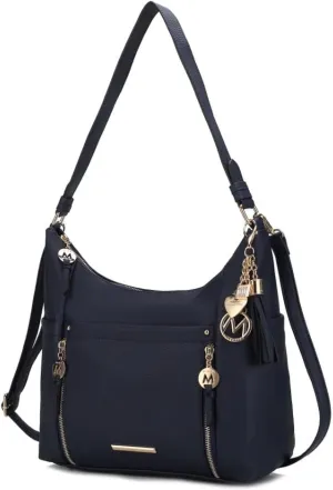 MKF Collection Shoulder Bag for Women, Vegan Leather Crossbody, Hobo Fashion Handbag Messenger Purse