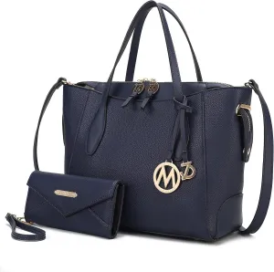 MKF Collection Tote bag for Women with Wristlet Wallet, Vegan Leather Top-Handle Shoulder Handbag Purse