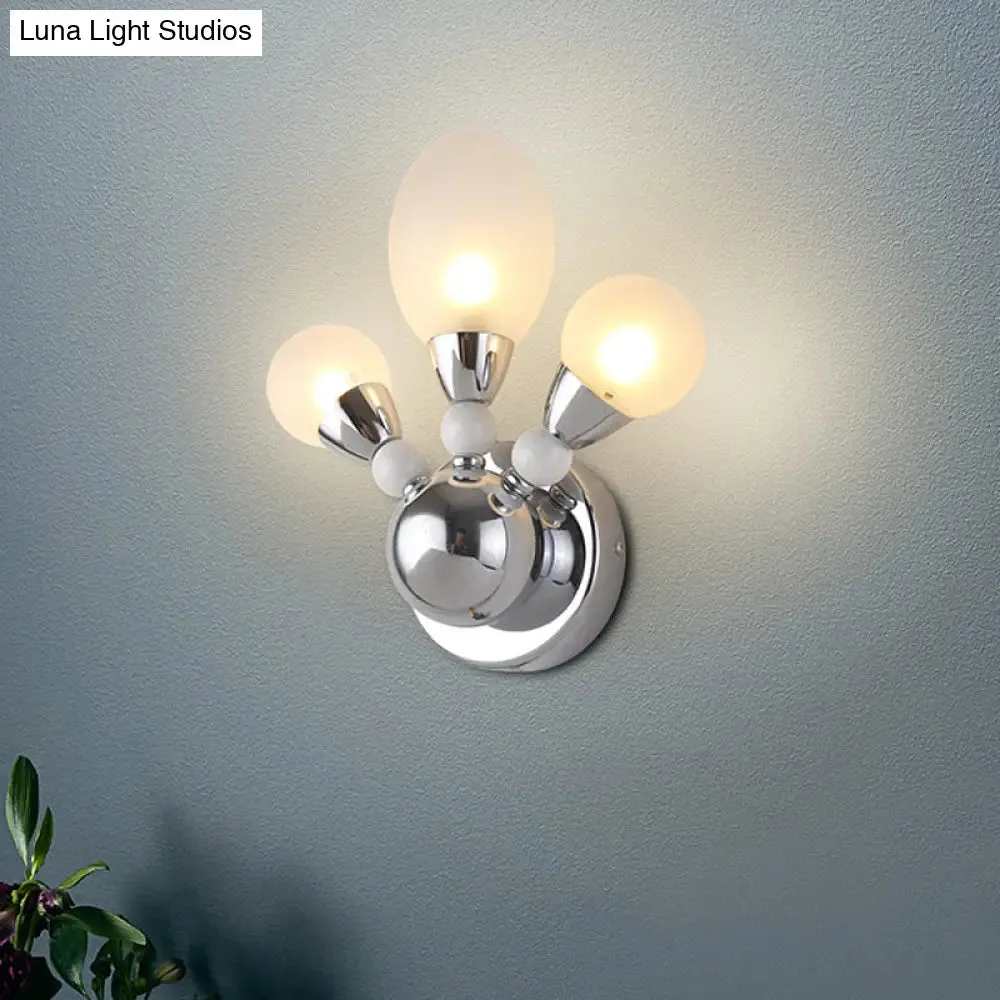 Modern Chrome Egg Wall Light Fixture with 2/3 White Glass LED Lights