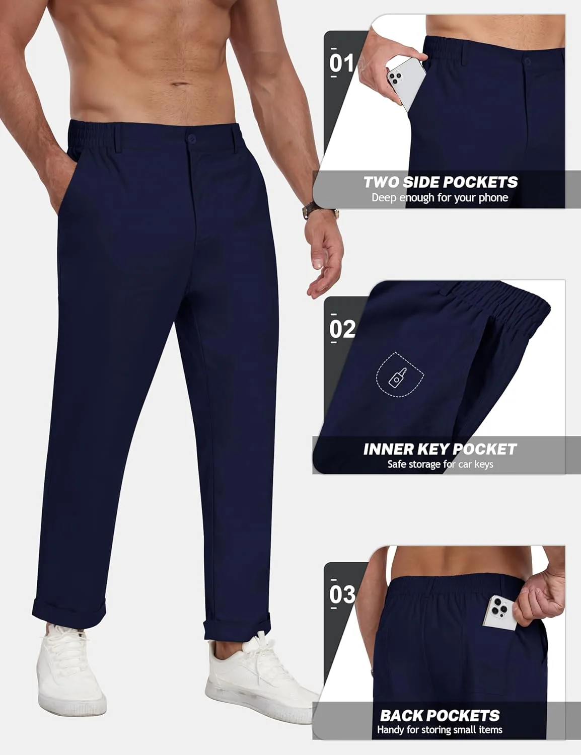 MoFiz Mens Casual Pants Lightweight Linen Summer Beach Lounge Pants