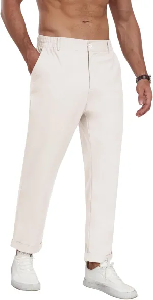 MoFiz Mens Casual Pants Lightweight Linen Summer Beach Lounge Pants