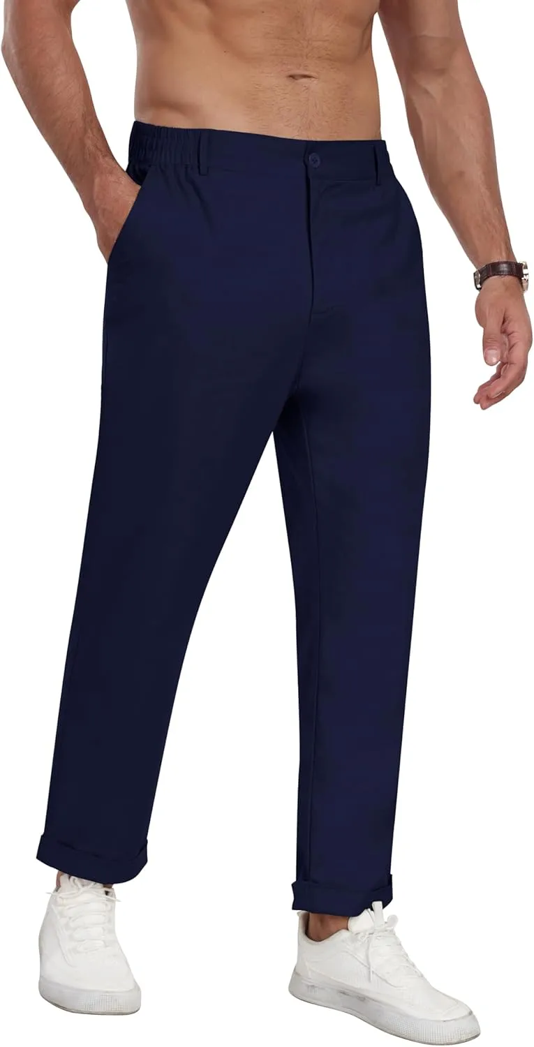 MoFiz Mens Casual Pants Lightweight Linen Summer Beach Lounge Pants