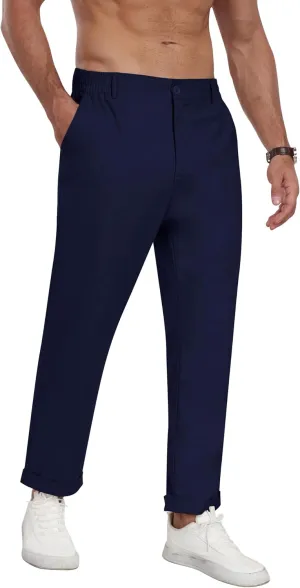 MoFiz Mens Casual Pants Lightweight Linen Summer Beach Lounge Pants