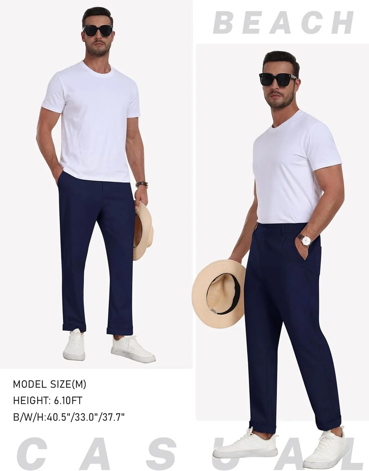 MoFiz Mens Casual Pants Lightweight Linen Summer Beach Lounge Pants