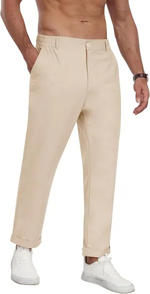 MoFiz Mens Casual Pants Lightweight Linen Summer Beach Lounge Pants