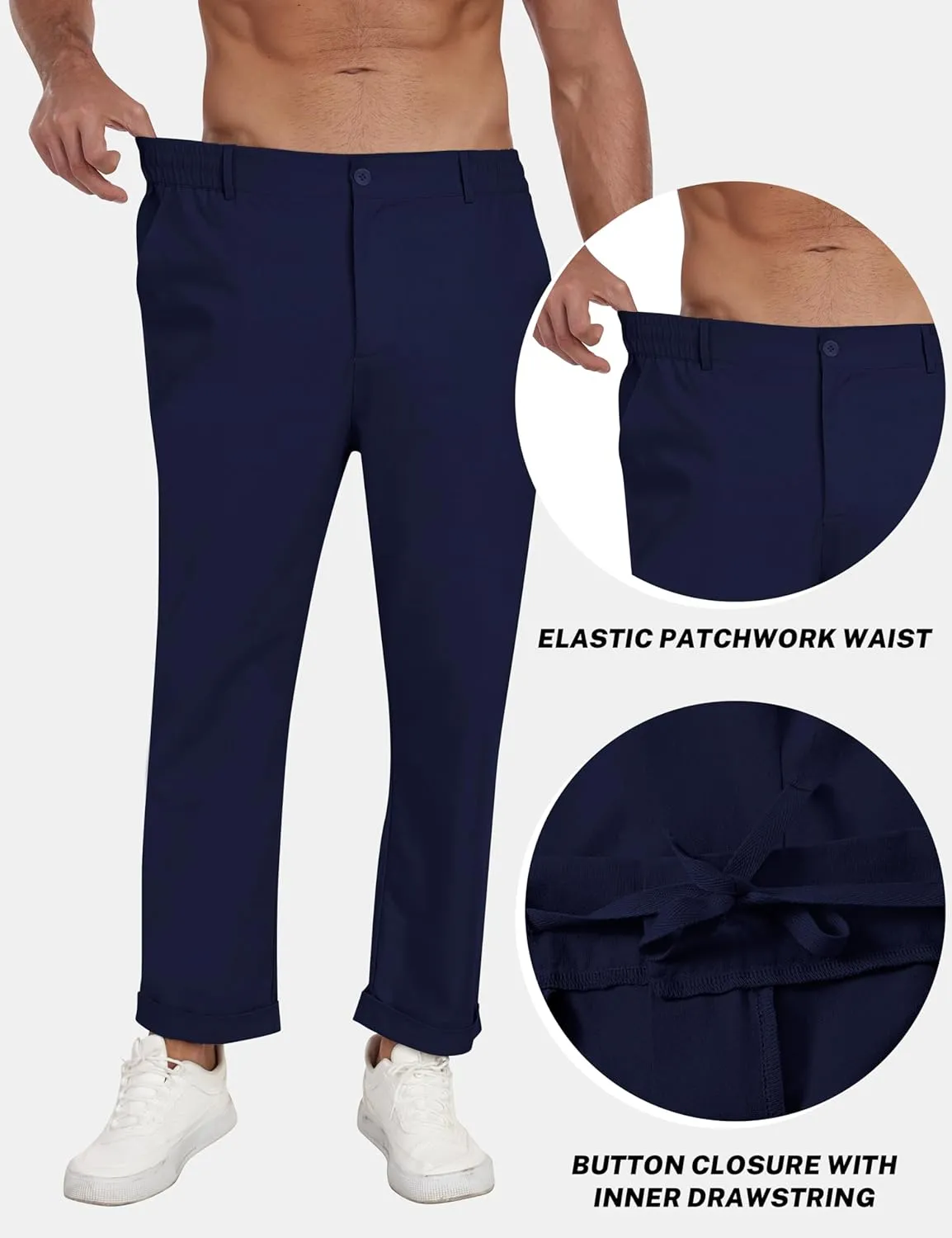 MoFiz Mens Casual Pants Lightweight Linen Summer Beach Lounge Pants