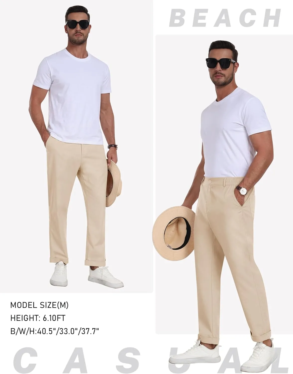 MoFiz Mens Casual Pants Lightweight Linen Summer Beach Lounge Pants
