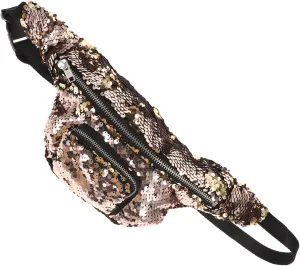 Multifunctional Women Sequins Waist Bag Fanny Pack for Casual Use for Storing Phone Wallet and Cosmetics Stylish Gold Design